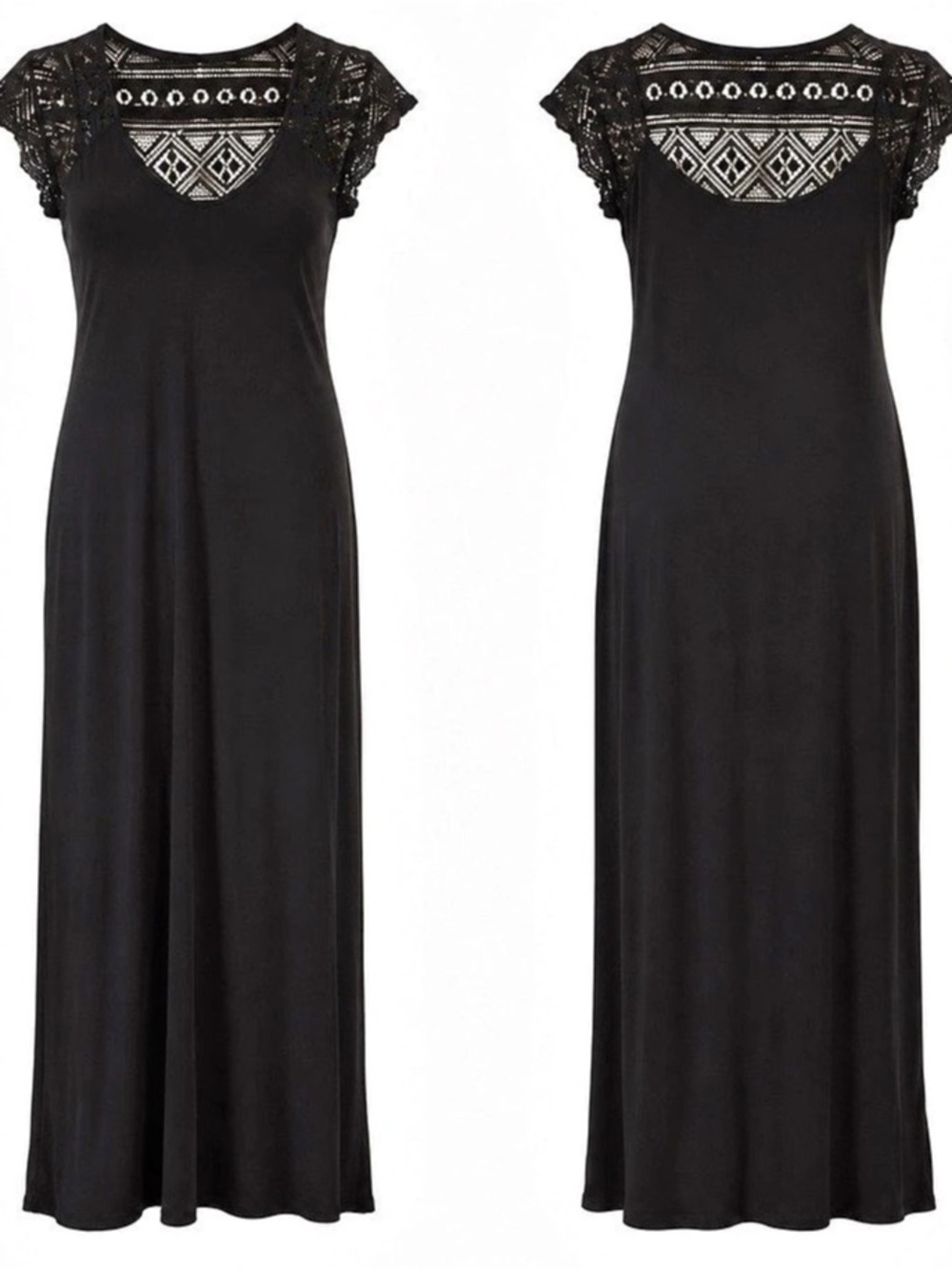 Black Lace Trim Maxi Dress Like New